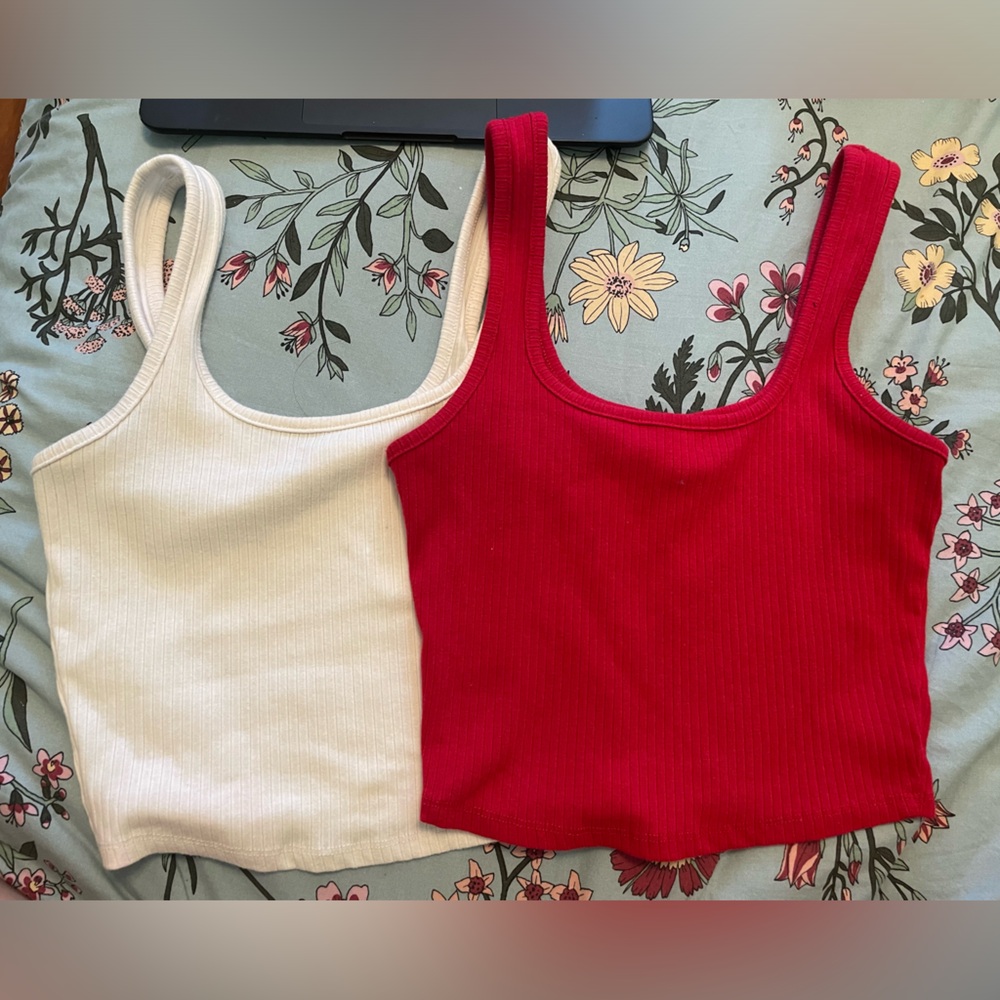 2 Small Cropped Ripped Tank Tops